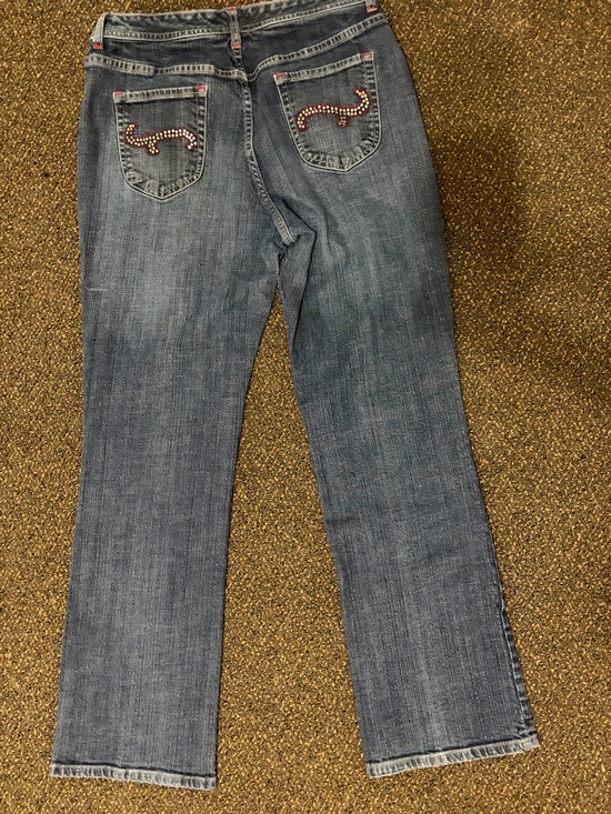 Chico's Denim - Chico’s Platinum Bootcut Jeans Size 2 Regular Medium Wash Embellished Pockets